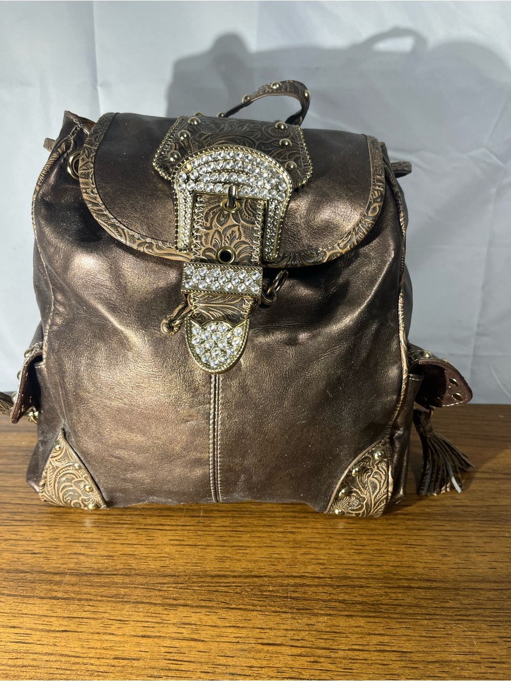 The Kathy Van Zeeland Y2K Floral Embossed Texture W/Rimstones backpack lunch bag